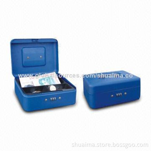 Cash Box, Removable Cash Tray with Compartment for Rolled Euro Coins and Business Cheques